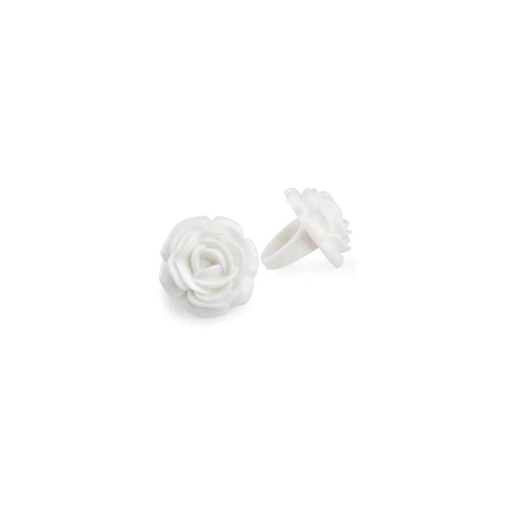 ANELLO CON ROSA BIANCO D3.3X3.